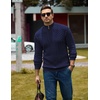 image:imageCOOFANDY Mens Sweater Quarter Zip Pullover Casual Cable Knit Dress Sweater  Mock Neck Long Sleeve 14 Zip Sweater Polo Sweater 2026 Fall Fashion Slim Fit Lightweight Business Casual Work DailyDeep Ocean Blue