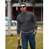 image:imageCOOFANDY Mens Sweater Quarter Zip Pullover Casual Cable Knit Dress Sweater  Mock Neck Long Sleeve 14 Zip Sweater Polo Sweater 2026 Fall Fashion Slim Fit Lightweight Business Casual Work DailyHeather Gray