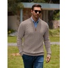 image:imageCOOFANDY Mens Sweater Quarter Zip Pullover Casual Cable Knit Dress Sweater  Mock Neck Long Sleeve 14 Zip Sweater Polo Sweater 2026 Fall Fashion Slim Fit Lightweight Business Casual Work DailyDark Khaki