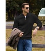 image:imageCOOFANDY Mens Sweater Quarter Zip Pullover Casual Cable Knit Dress Sweater  Mock Neck Long Sleeve 14 Zip Sweater Polo Sweater 2026 Fall Fashion Slim Fit Lightweight Business Casual Work DailyBlack