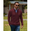 image:imageCOOFANDY Mens Sweater Quarter Zip Pullover Casual Cable Knit Dress Sweater  Mock Neck Long Sleeve 14 Zip Sweater Polo Sweater 2026 Fall Fashion Slim Fit Lightweight Business Casual Work DailyWine Red