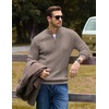 image:imageCOOFANDY Mens Sweater Quarter Zip Pullover Casual Cable Knit Dress Sweater  Mock Neck Long Sleeve 14 Zip Sweater Polo Sweater 2026 Fall Fashion Slim Fit Lightweight Business Casual Work DailyDark Khaki