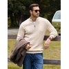 image:imageCOOFANDY Mens Sweater Quarter Zip Pullover Casual Cable Knit Dress Sweater  Mock Neck Long Sleeve 14 Zip Sweater Polo Sweater 2026 Fall Fashion Slim Fit Lightweight Business Casual Work DailyLight Khaki
