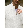 image:imageCOOFANDY Mens Sweater Quarter Zip Pullover Casual Cable Knit Dress Sweater  Mock Neck Long Sleeve 14 Zip Sweater Polo Sweater 2026 Fall Fashion Slim Fit Lightweight Business Casual Work DailyWhite