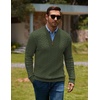image:imageCOOFANDY Mens Sweater Quarter Zip Pullover Casual Cable Knit Dress Sweater  Mock Neck Long Sleeve 14 Zip Sweater Polo Sweater 2026 Fall Fashion Slim Fit Lightweight Business Casual Work DailyArmy Green