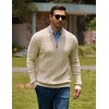 image:imageCOOFANDY Mens Sweater Quarter Zip Pullover Casual Cable Knit Dress Sweater  Mock Neck Long Sleeve 14 Zip Sweater Polo Sweater 2026 Fall Fashion Slim Fit Lightweight Business Casual Work DailyLight Khaki
