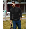 image:imageCOOFANDY Mens Sweater Quarter Zip Pullover Casual Cable Knit Dress Sweater  Mock Neck Long Sleeve 14 Zip Sweater Polo Sweater 2026 Fall Fashion Slim Fit Lightweight Business Casual Work DailyBlack