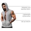image:imageCOOFANDY Mens Workout Hooded Tank Tops Zip Up Sleeveless Hoodie Bodybuilding Fitness Gym Muscle Cut Off T ShirtLight GreyBlack2pcs