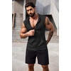 image:imageCOOFANDY Mens Workout Hooded Tank Tops Zip Up Sleeveless Hoodie Bodybuilding Fitness Gym Muscle Cut Off T ShirtNavyBlack2pcs
