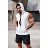 image:imageCOOFANDY Mens Workout Hooded Tank Tops Zip Up Sleeveless Hoodie Bodybuilding Fitness Gym Muscle Cut Off T ShirtWhite1pcs