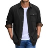 image:imageCOOFANDY Mens Button Down Shirt Jacket Long Sleeve Flannel Shirts  Shacket Overshirt Soft Brushed Fabric With Flap Pocket Casual Outdoor WorkBlack
