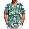 image:imageCOOFANDY Mens Casual Button Down Shirts Short Sleeve Textured Shirt Summer Beach Shirts for MenWhitegreen Leaves