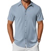 image:imageCOOFANDY Mens Casual Shirts Short Sleeve Button Down Shirt Wrinkle Free Summer ShirtLight Blue