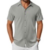 image:imageCOOFANDY Mens Casual Shirts Short Sleeve Button Down Shirt Wrinkle Free Summer ShirtLight Grey