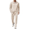 image:imageCOOFANDY Mens Casual Sweatsuit 2 Piece Athletic Full Zip Tracksuit Jacquard Jogging Set Fashion Jackets And Pants OutfitCream