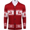 image:imageCOOFANDY Mens Christmas Cardigans Ugly Xmas Sweaters Reindeer Snowflake Shawl Collar Knitted Cardigan SweaterA  Red  a