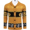 image:imageCOOFANDY Mens Christmas Cardigans Ugly Xmas Sweaters Reindeer Snowflake Shawl Collar Knitted Cardigan SweaterPumpkin