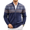 image:imageCOOFANDY Mens Full Zip Cardigan Sweaters Mock Neck Knitwear with Pattern  Solid and Fair Isle fall winter 2026 relaxedfit business casual S3XLNavy Fair Isle