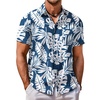 image:imageCOOFANDY Mens Hawaiian Shirt Short Sleeve Button Down Shirt Tropical Summer Beach ShirtLeafblue
