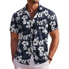 image:imageCOOFANDY Mens Hawaiian Shirt Short Sleeve Floral Button Down Shirts Tropical Holiday Beach ShirtsNavy  White  Flower 2