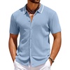 image:imageCOOFANDY Mens Knit Short Sleeve Button Down Shirt Vintage Polo Shirt Casual Summer Beach ShirtsAngel Falls