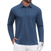 image:imageCOOFANDY Mens Polo Shirts Long Sleeve UPF 50 Moisture Wicking Golf Shirt  3 Button Lightweight Collared Shirts Shape Retaining Classic Basic Polos Ideal for Golf Tennis and Daily Casual WearDemin Blue