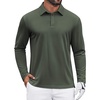image:imageCOOFANDY Mens Polo Shirts Long Sleeve UPF 50 Moisture Wicking Golf Shirt  3 Button Lightweight Collared Shirts Shape Retaining Classic Basic Polos Ideal for Golf Tennis and Daily Casual WearArmy Green