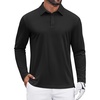 image:imageCOOFANDY Mens Polo Shirts Long Sleeve UPF 50 Moisture Wicking Golf Shirt  3 Button Lightweight Collared Shirts Shape Retaining Classic Basic Polos Ideal for Golf Tennis and Daily Casual WearBlack