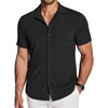 image:imageCOOFANDY Mens Ribbed Button Down Shirts Short Sleeve Casual Shirt with Pocket Summer Beach Camp TopsBlack