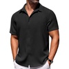 image:imageCOOFANDY Mens Short Sleeve Button Down Shirts Waffle Shirt Casual Beach Summer Shirts Wrinkle Free Vacation ShirtsAblack