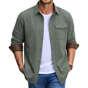 image:imageCOOFANDY Mens Button Down Shirt Jacket Long Sleeve Flannel Shirts  Shacket Overshirt Soft Brushed Fabric With Flap Pocket Casual Outdoor WorkArmy Green