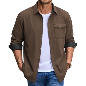 image:imageCOOFANDY Mens Button Down Shirt Jacket Long Sleeve Flannel Shirts  Shacket Overshirt Soft Brushed Fabric With Flap Pocket Casual Outdoor WorkBrown