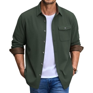 image:imageCOOFANDY Mens Button Down Shirt Jacket Long Sleeve Flannel Shirts  Shacket Overshirt Soft Brushed Fabric With Flap Pocket Casual Outdoor WorkLake Green