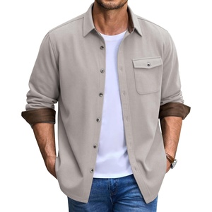 image:imageCOOFANDY Mens Button Down Shirt Jacket Long Sleeve Flannel Shirts  Shacket Overshirt Soft Brushed Fabric With Flap Pocket Casual Outdoor WorkLight Gray