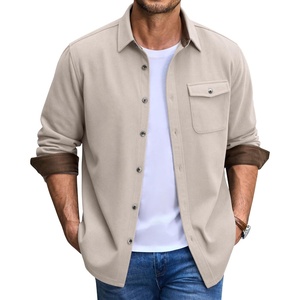 image:imageCOOFANDY Mens Button Down Shirt Jacket Long Sleeve Flannel Shirts  Shacket Overshirt Soft Brushed Fabric With Flap Pocket Casual Outdoor WorkMoon Gray