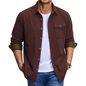 image:imageCOOFANDY Mens Button Down Shirt Jacket Long Sleeve Flannel Shirts  Shacket Overshirt Soft Brushed Fabric With Flap Pocket Casual Outdoor WorkWine Red