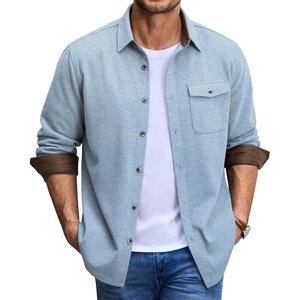image:imageCOOFANDY Mens Button Down Shirt Jacket Long Sleeve Flannel ShirtsLight Blue Heather