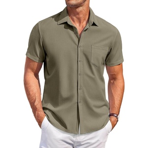 image:imageCOOFANDY Mens Casual Button Down Shirts Short Sleeve Summer Beach Vacation Untucked Dress Shirts with PocketArmy Green