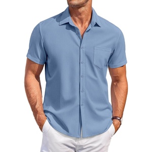 image:imageCOOFANDY Mens Casual Button Down Shirts Short Sleeve Summer Beach Vacation Untucked Dress Shirts with PocketRoyal Blue