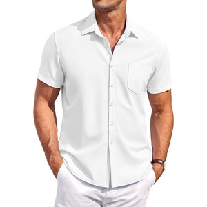image:imageCOOFANDY Mens Casual Button Down Shirts Short Sleeve Summer Beach Vacation Untucked Dress Shirts with PocketWhite
