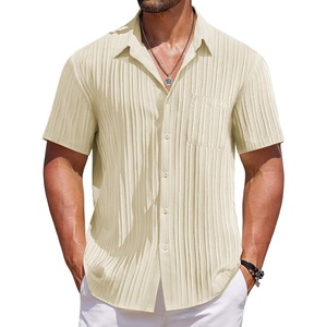 image:imageCOOFANDY Mens Casual Button Down Shirts Short Sleeve Textured Shirt Summer Beach Shirts for MenBeige