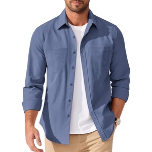 image:imageCOOFANDY Mens Casual Button Down Work Shirts Untucked Long Sleeve Woven Shirt with PocketsBlue