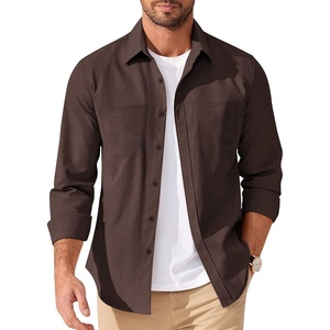 image:imageCOOFANDY Mens Casual Button Down Work Shirts Untucked Long Sleeve Woven Shirt with PocketsBrown