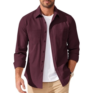 image:imageCOOFANDY Mens Casual Button Down Work Shirts Untucked Long Sleeve Woven Shirt with PocketsBurgundy