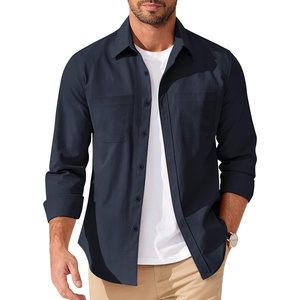 image:imageCOOFANDY Mens Casual Button Down Work Shirts Untucked Long Sleeve Woven Shirt with PocketsNavy Blue