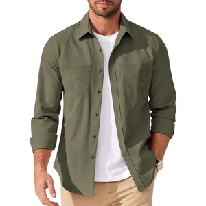 image:imageCOOFANDY Mens Casual Button Down Work Shirts Untucked Long Sleeve Woven Shirt with PocketsOlive Green