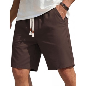 image:imageCOOFANDY Mens Casual Cotton Linen Shorts Elastic Waist Drawstring Shorts Summer Beach VacationBrown
