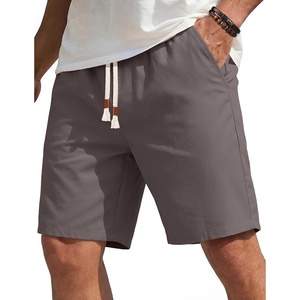 image:imageCOOFANDY Mens Casual Cotton Linen Shorts Elastic Waist Drawstring Shorts Summer Beach VacationDark Grey