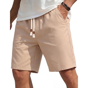 image:imageCOOFANDY Mens Casual Cotton Linen Shorts Elastic Waist Drawstring Shorts Summer Beach VacationDark Khaki