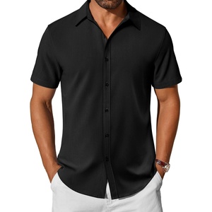 image:imageCOOFANDY Mens Casual Shirts Short Sleeve Button Down Shirt Wrinkle Free Summer ShirtBlack